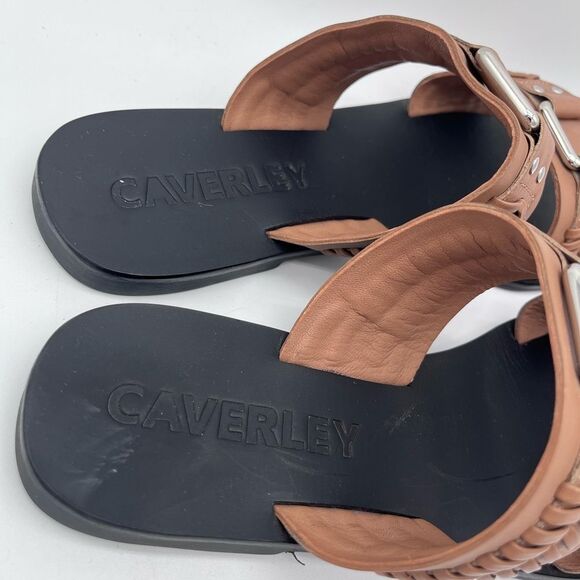 CAVERLEY Tabby Leather Slides in Tan Size 38 - Picture 3 of 7